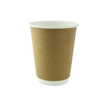 PACKNWOOD 10 oz Double Wall Kraft Compostable Paper Cups, 3.5 x 3.7 in. 210GCDW10K